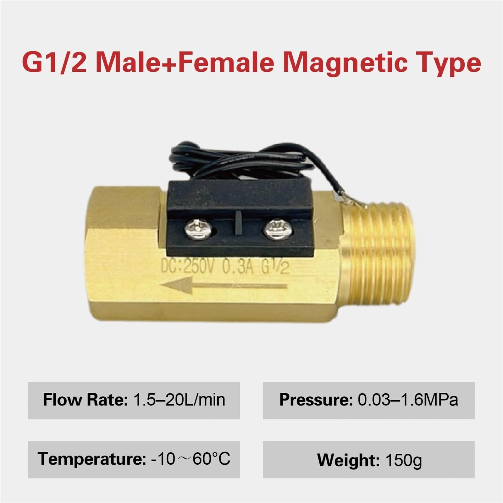 1 szt. Mosiężny przełącznik przepływu wody G1/4 G3/8 G1/2 G3/4 normalnie otwarty czujnik niskiego przepływu sygnału wyjściowego (SK-4041-CL-G1-2)