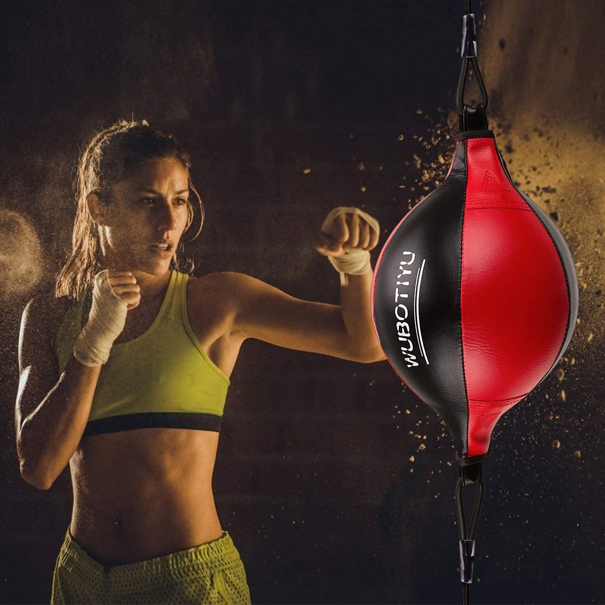 HUINING - Palla da boxe universale a doppia punta, in pelle, per MMA Muay Thai