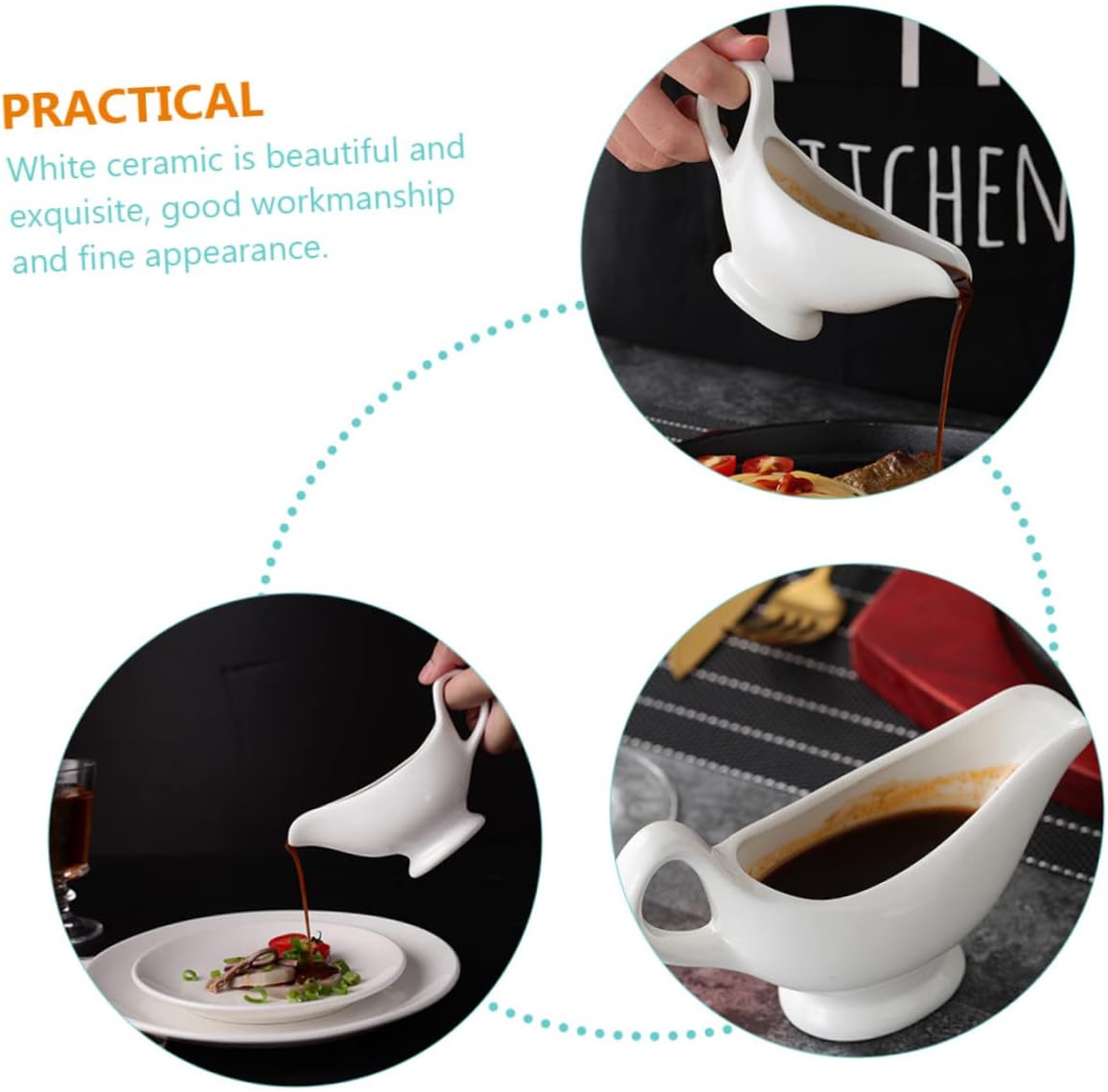 Alipis Ceramic Gravy Boat Multi-Function Sauce Cup Household Condiment Server for Dressings and Sauces for Dining and Entertaining