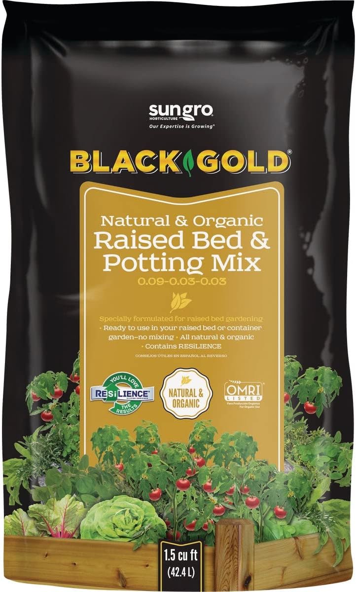 Black Gold Natural and Organic Raised Bed and Potting Mix 1.5 cubic foot Patio
