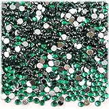 The Crafts Outlet 1440-Piece Flat Back Round Rhinestones, 3mm, Emerald Green