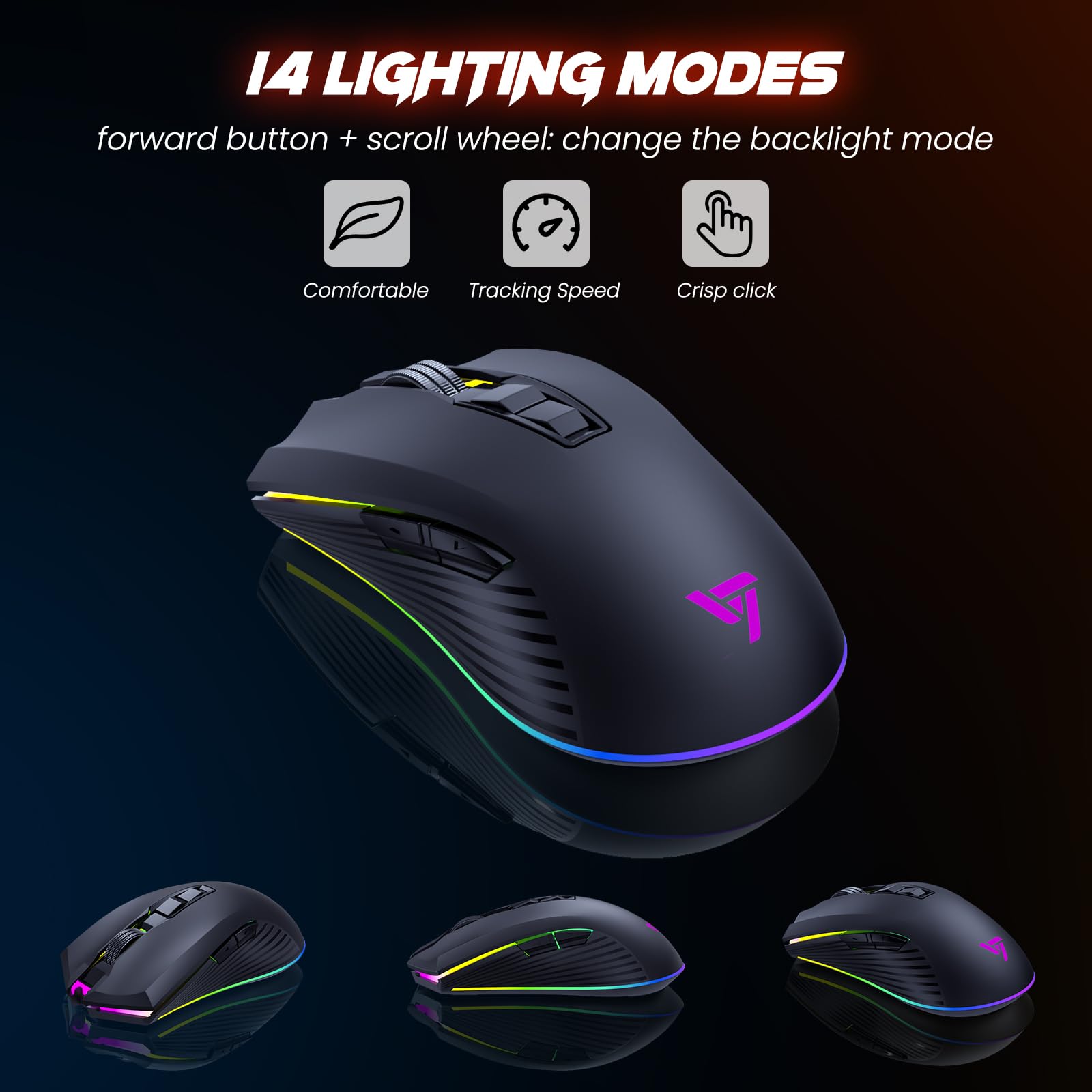 RisoPhy Tastiera e mouse wireless da gioco, pannello in metallo, retroilluminazione a 7 colori, batteria ricaricabile da 3200 mAh, poggiapolsi, modalità sleep, tastiera illuminata + mouse da gioco 7D