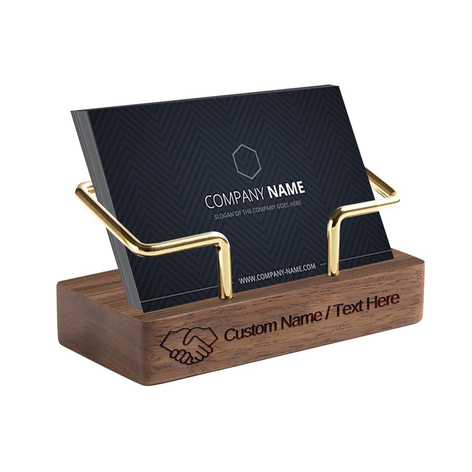 HJX Custom Business Card Holder Desk-Personalized Engraved Wooden Business Card Case Holder Customized Name Logo Business Card Display