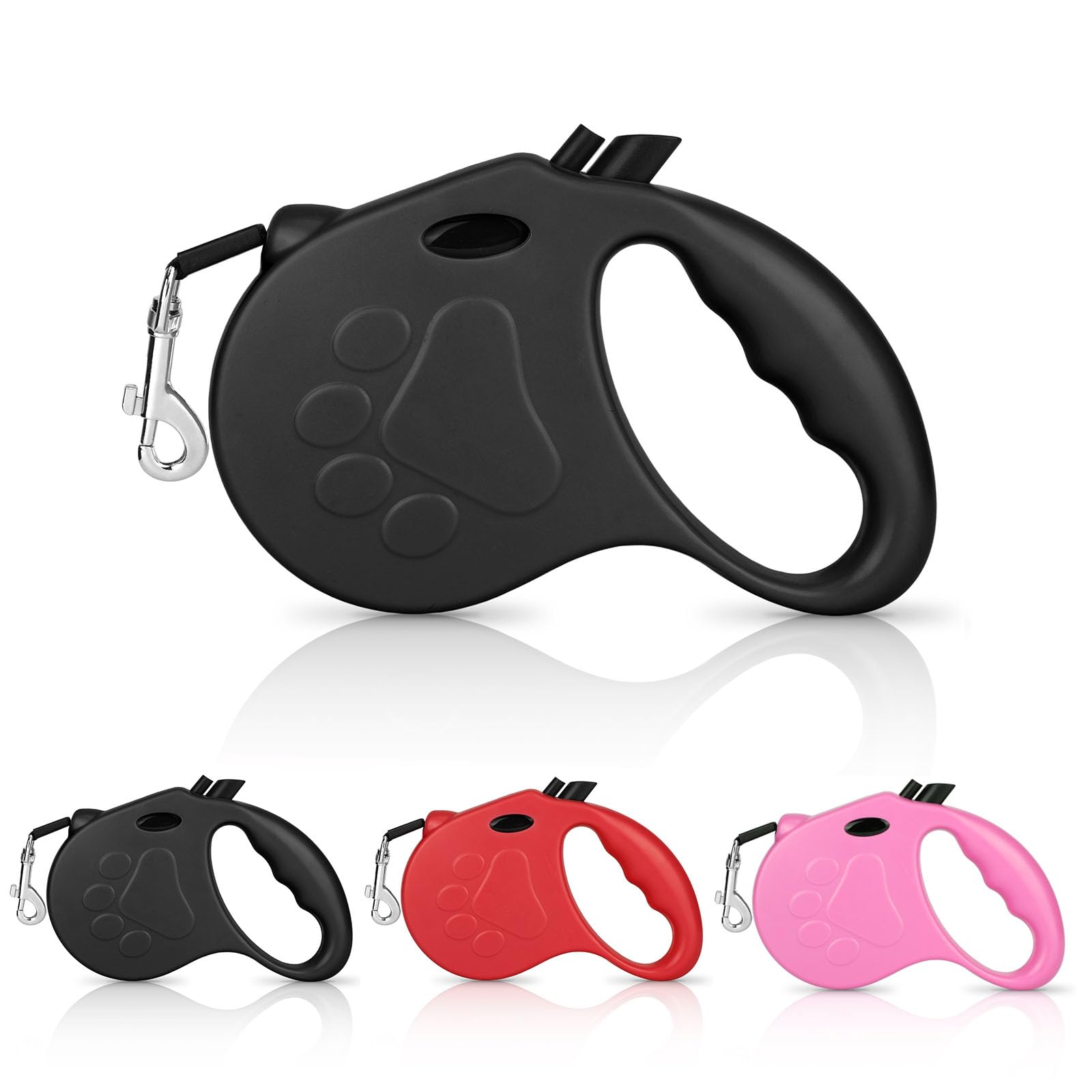 Yanwela Retractable Dog Leash, 16ft Dog Walking Leash for Small Dogs up to 77lbs, Non-Slip Handle - Black