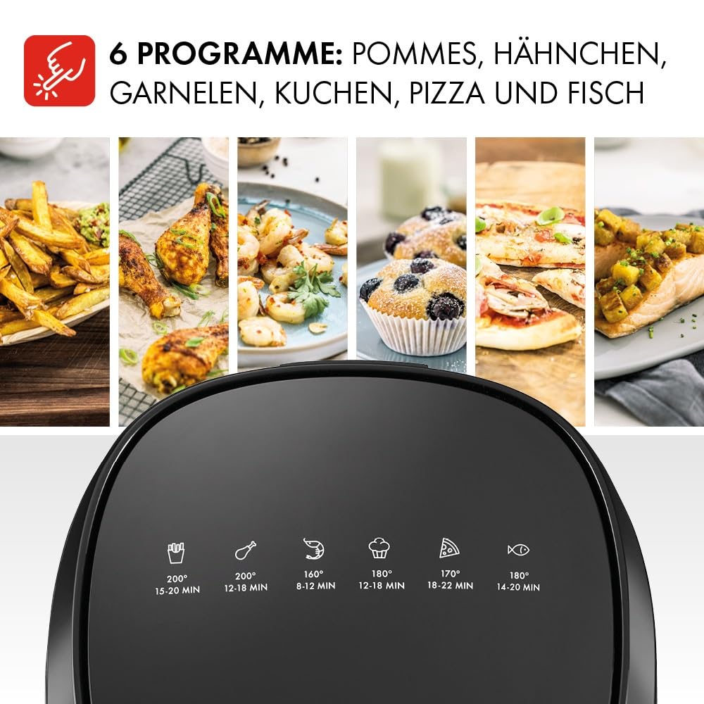 ZWILLING Heißluftfritteuse, Airfryer, 4 L, 6 Programme, 1.400 Watt, kompaktes Design, Frittieren, Garen und Backen ohne Fett, Schwarz