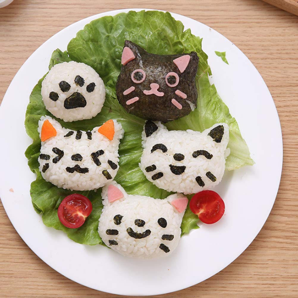 Zestaw Form do Kulek Ryżowych, Kreskówka Kot DIY Maker Sushi Maker Nori Kuchnia Forma Ryżu