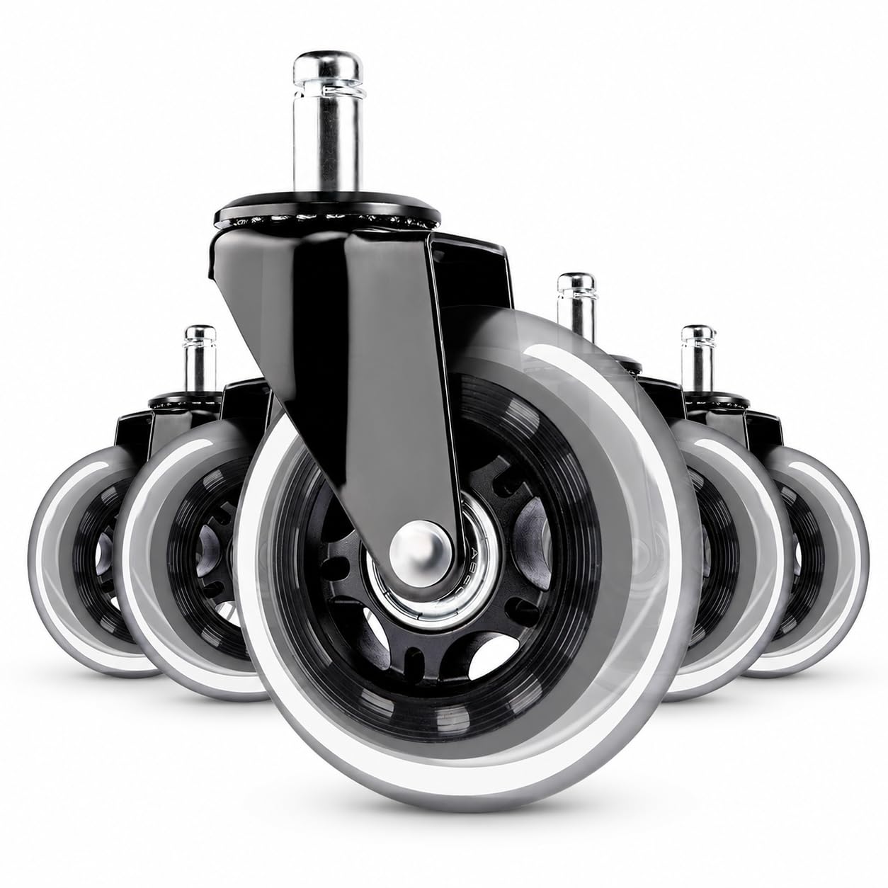 EQUAL 3 Inch Universally Compatible Office Chair Caster Wheels (Set of 5) - Rollerblade Style