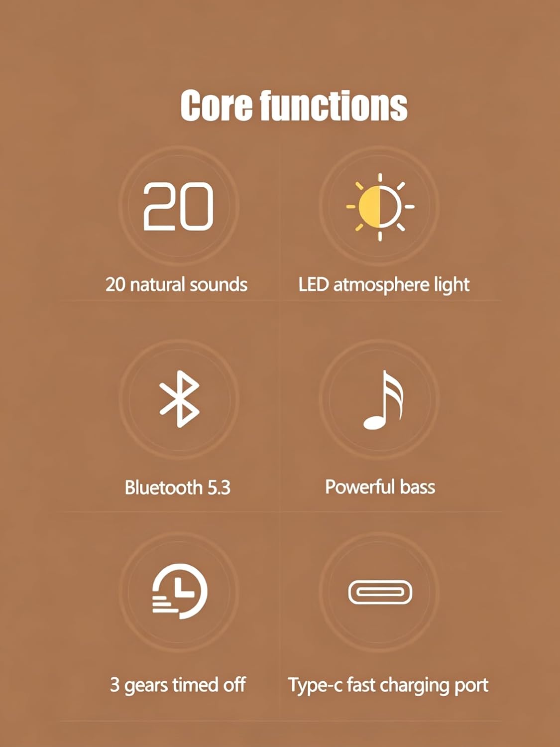 BYH White Noise Machine with Bluetooth 5.3 Speaker, 20 Soothing Sounds Sleep Aid Machine with LED Night Light & Timer, Portable Rechargeable Sleep Sound Machine for Home Travel