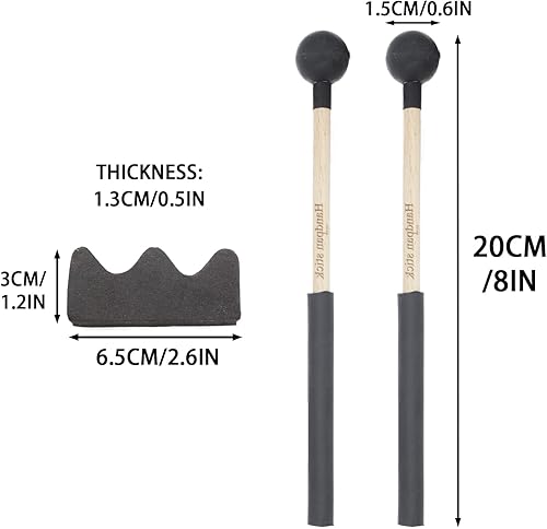 Miniatura 2 de Cheerock 1 par de mazos de lengua de madera con soporte, palos de mano negros, mazo de lengua de acero con mango de goma, accesorios de instrumentos