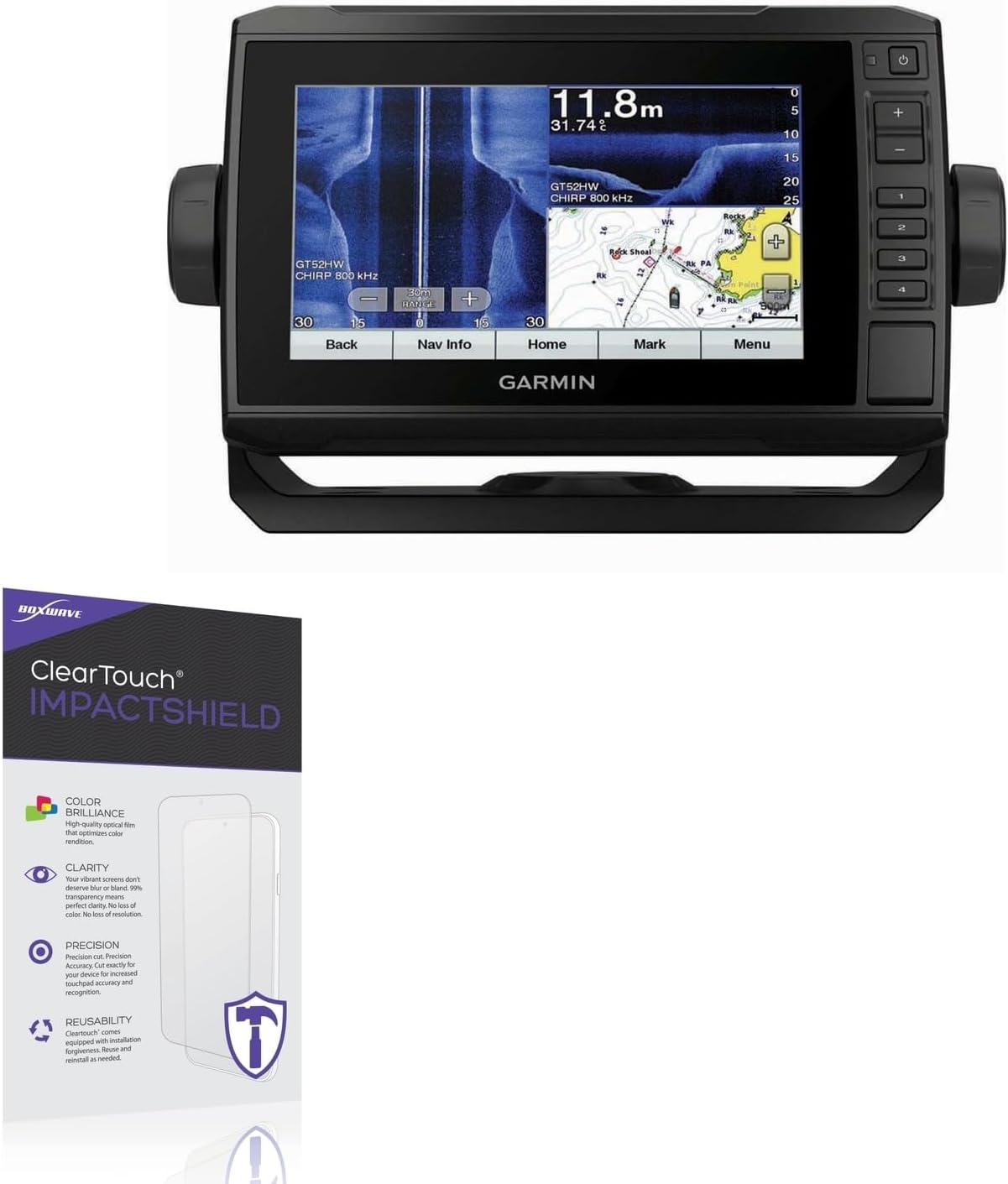 BoxWave Screen Protector Compatible With Garmin echoMAP Plus 75sv - ClearTouch ImpactShield (2-Pack), Impenetrable Screen Protector Flexible Film