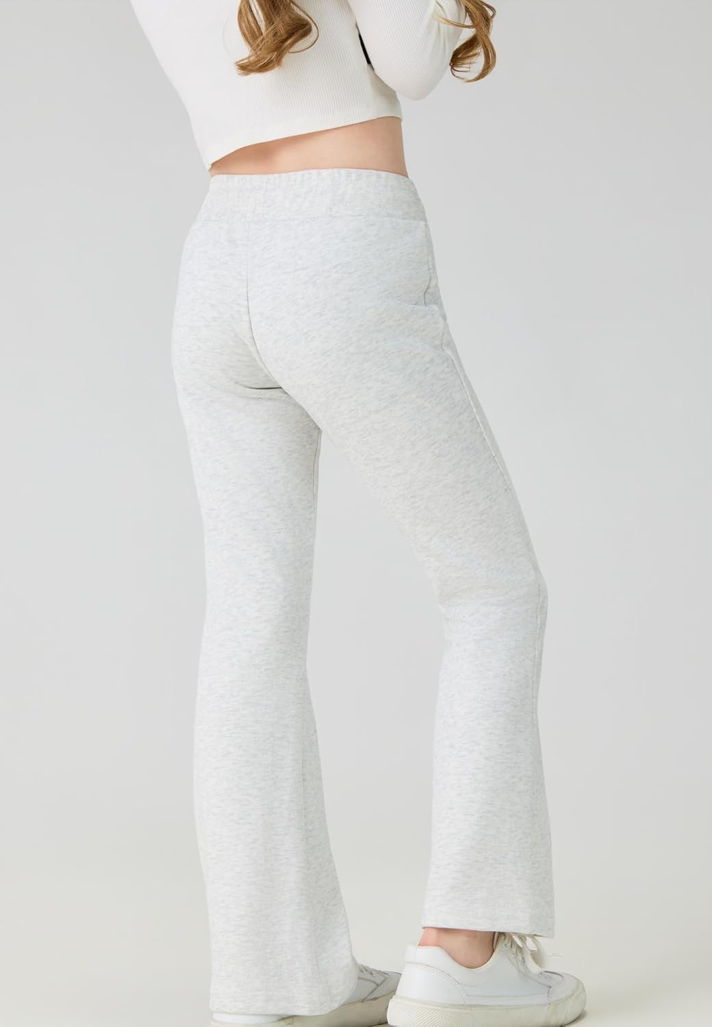 DANI CHINS Girl Loose Flare Cotton Fleece Sweatpants Bootcut Pull On Pants with Drawstring Pockets