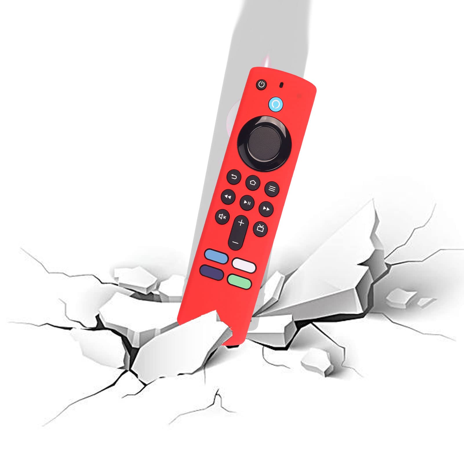 Funda Protectora de Silicona Suave para Mando a Distancia TV Stick, Antideslizante con Cordón, Recortes Precisos, Ligera, 3.ª Generación (Conjunto Rojo)