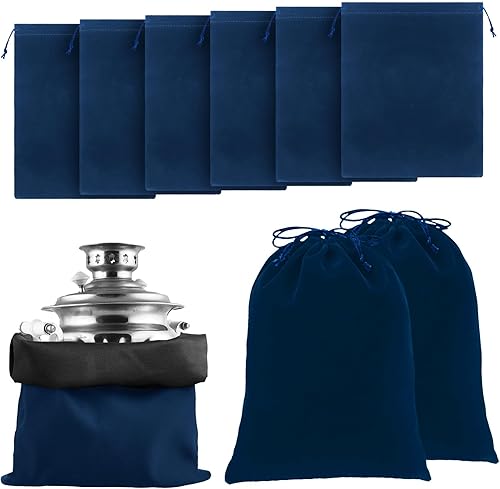 Vista 33 de Ferraycle 6 bolsas de almacenamiento plateadas antideslustre, tela para joyería, cubiertos, protección de cubiertos (18 x 18 pulgadas, color negro)