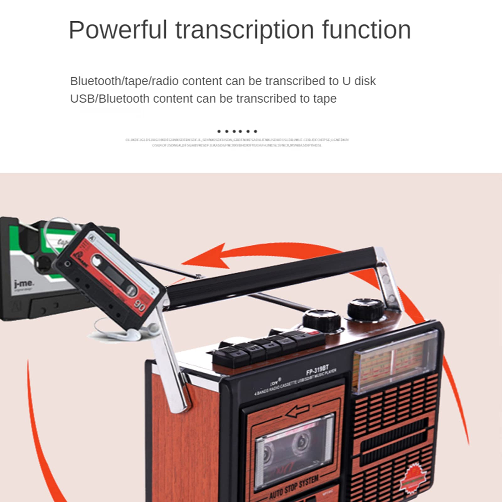 HIOD Grabadora de Cinta Retro Radio Portátil de Banda Completa para Estudiantes Mayores Inalámbricos Bluetooth U Disk Transcripción Radio Multifunción