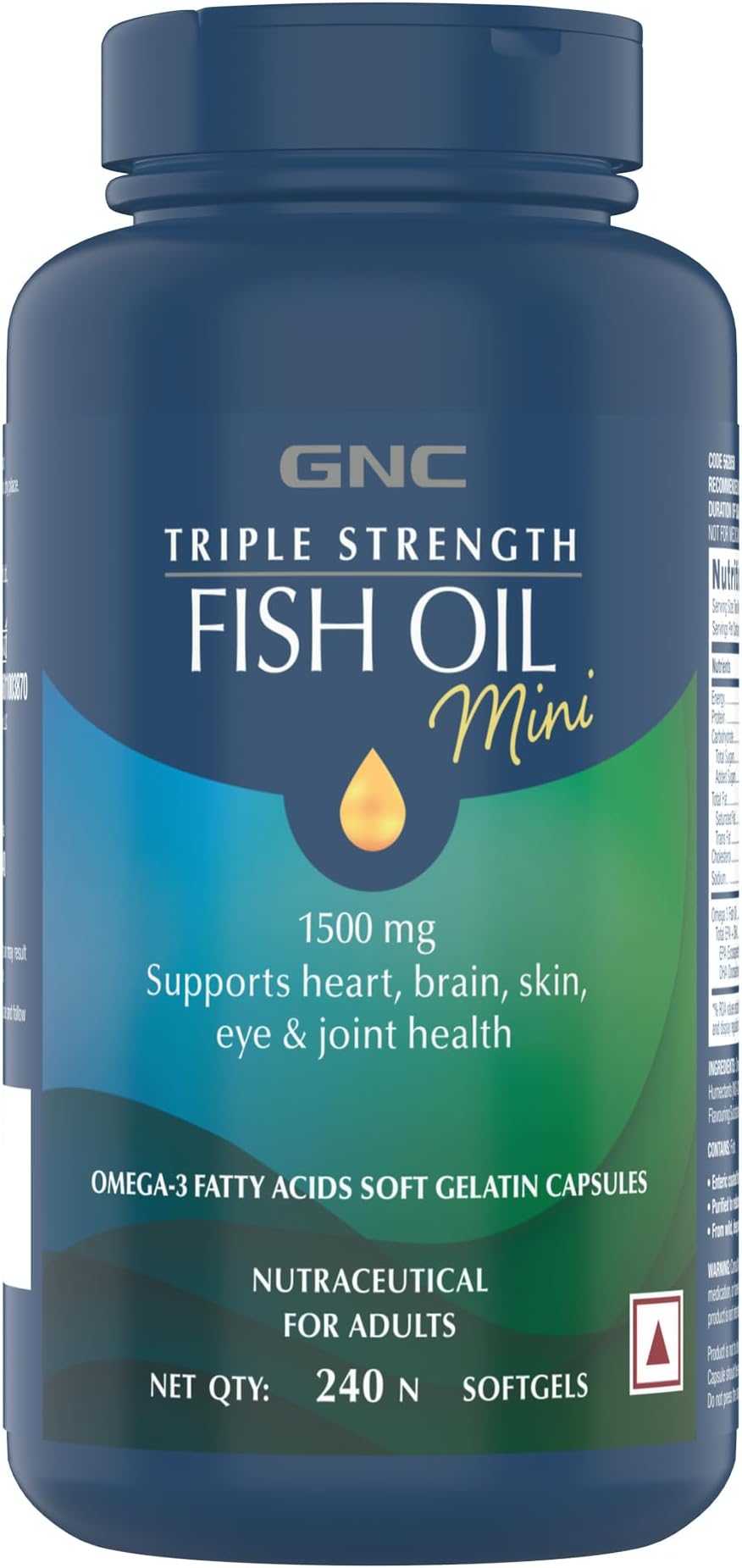 1500 Mg Triple Strength Fish Oil Mini Omega 3 Softgels For Men & Women| 240 Mini Softgels | 540 Mg Epa & 360 Mg Dha | No Fishy Burps | For Men & Women |Formulated In Usa