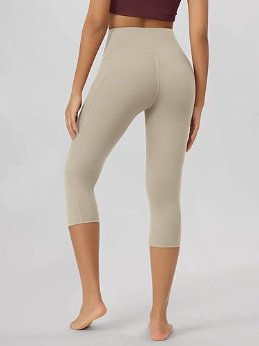 Miniatura 30 de ODODOS - Leggings tipo capri de mujer, no se traslucen y modelan el abdomen, con cintura alta y bolsillos; para hacer yoga, atletismo, ejercicio