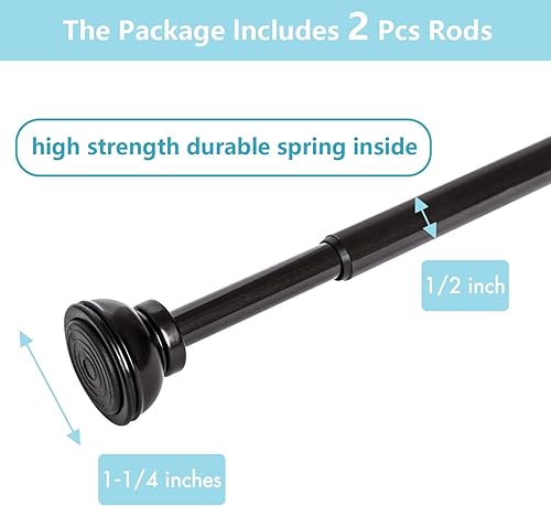 Miniatura 31 de KXLife Paquete de 2 barras de cortina de tensión de resorte, barra decorativa de tensión de 1/2 pulgada para ventana, barra de café bronce, (22-36)