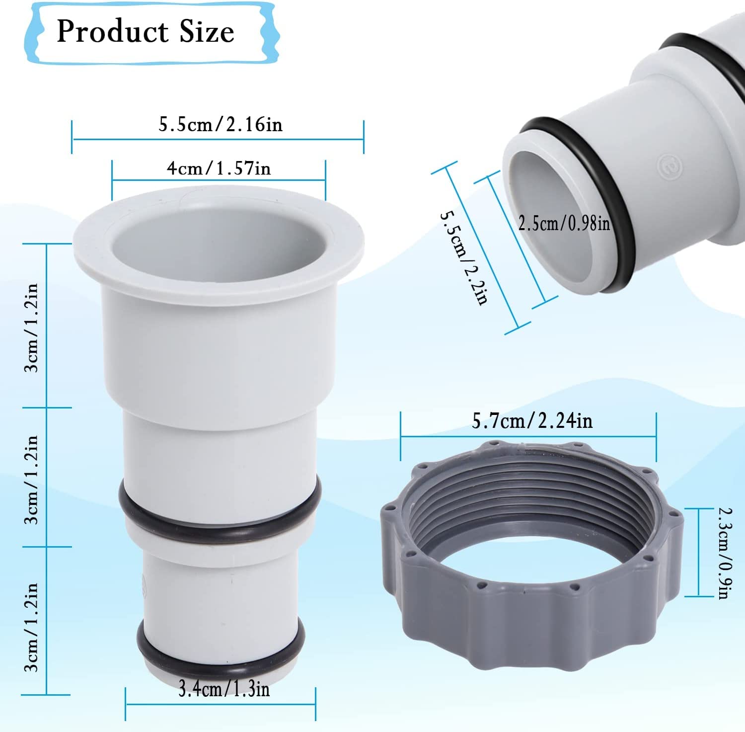 Conecta Tu Manguera En Segundos: Adaptador Para Filtro Y Bomba De Piscina Desmontable (1.25 Pulgadas, 2 Piezas)