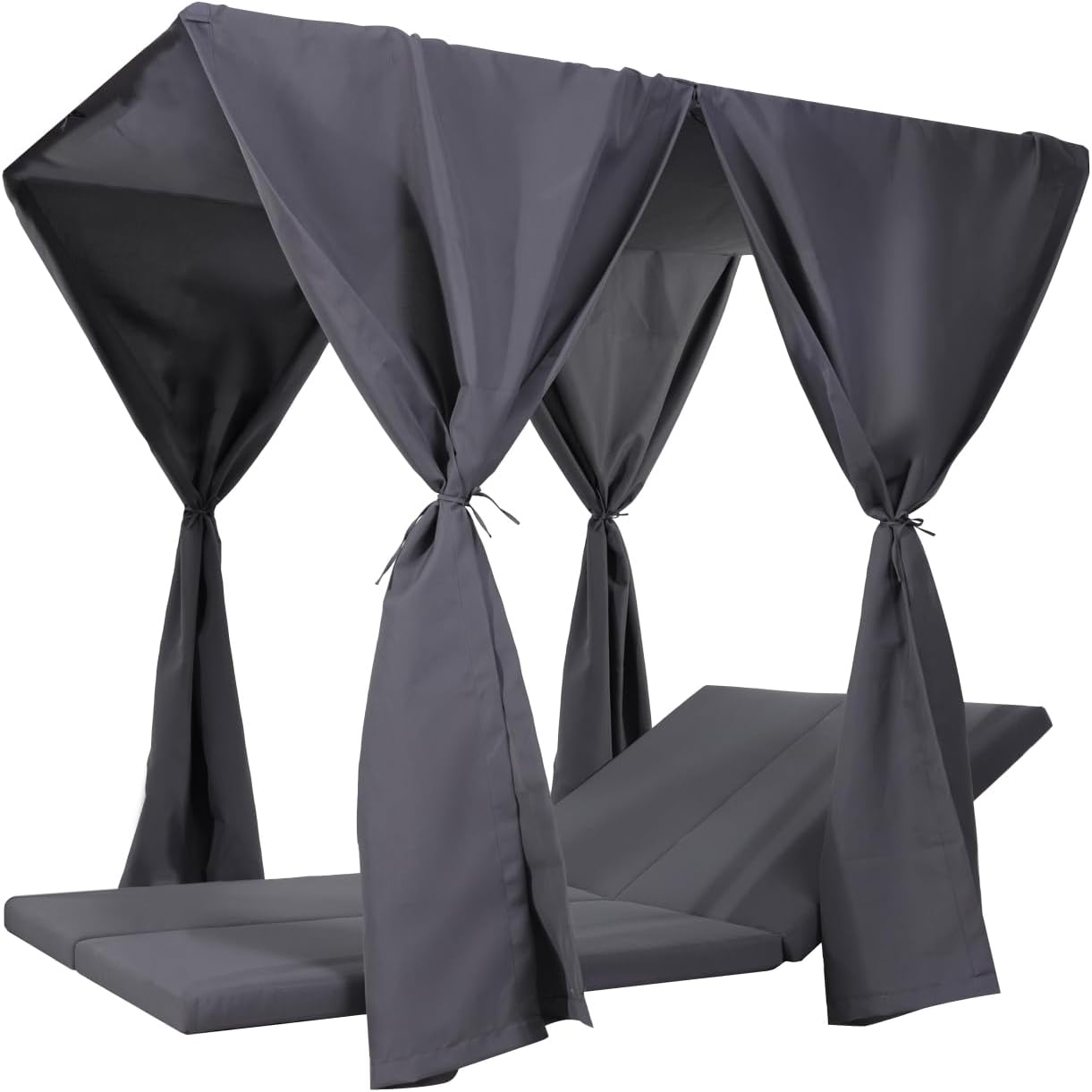 Kenzie Daybed Cushion & Curtains Dark Grey Fabric Daybed Cushion & Curtains Cozy Living Space