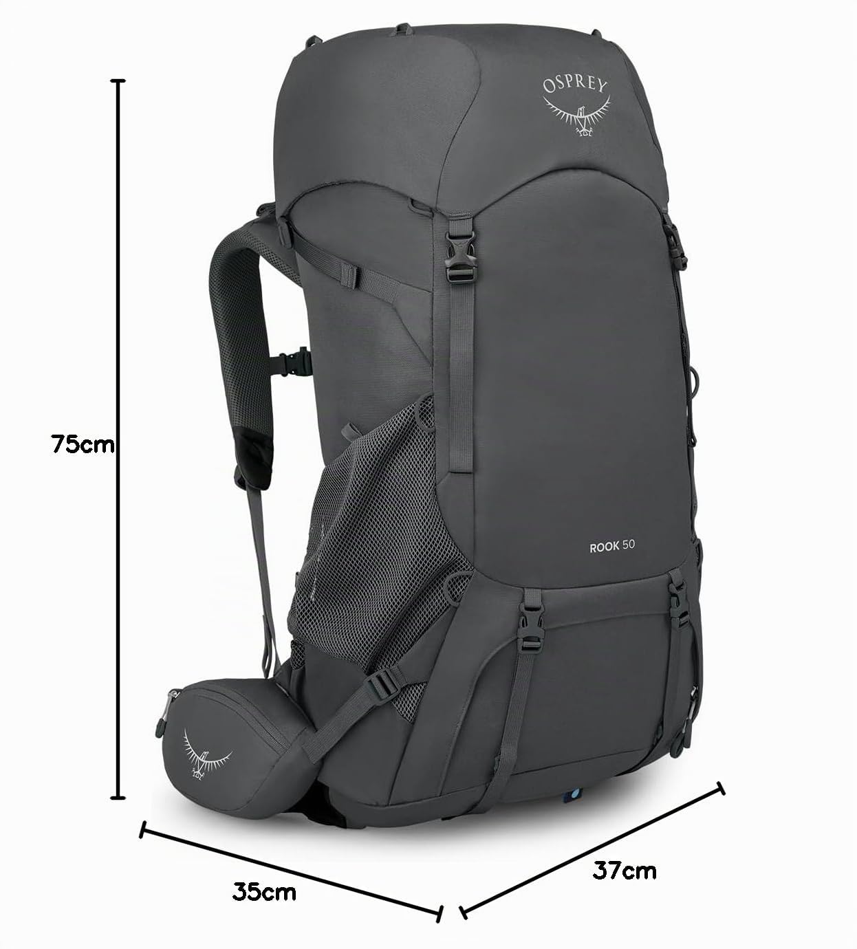 Osprey Rook Sac de trekking homme, 50L, Dark Charcoal/Silver Lining