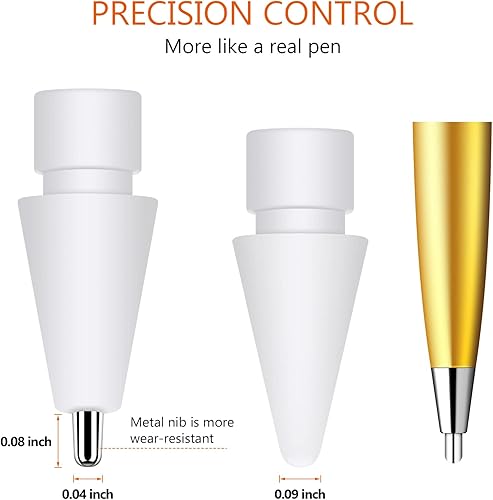 Miniatura 3 de Paquete de 5 puntas de lápiz de repuesto + 5 puntas de lápiz de aguja de metal de repuesto para Apple iPad Pencil de 1 generación y 2 generación con