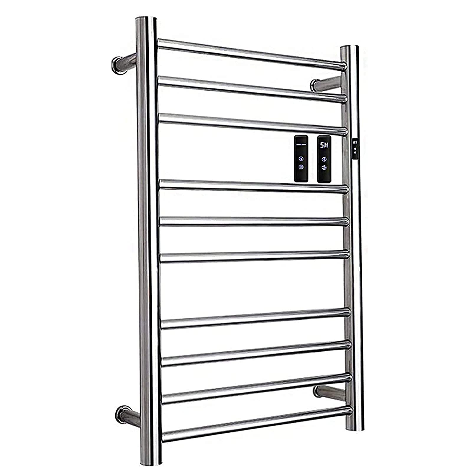 Radiador de baño con Calentador de Toallas y Temporizador, toallero eléctrico de Pared de Acero Inoxidable Pulido 304, 88 W, de bajo Consumo, Redondo