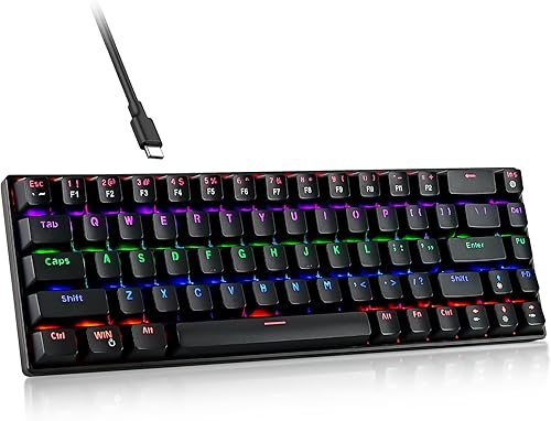 RaceGT Teclado mecánico con cable para juegos, mini teclado ultracompacto de 67 teclas, teclados USB con cable, retroiluminación LED RGB multicolor