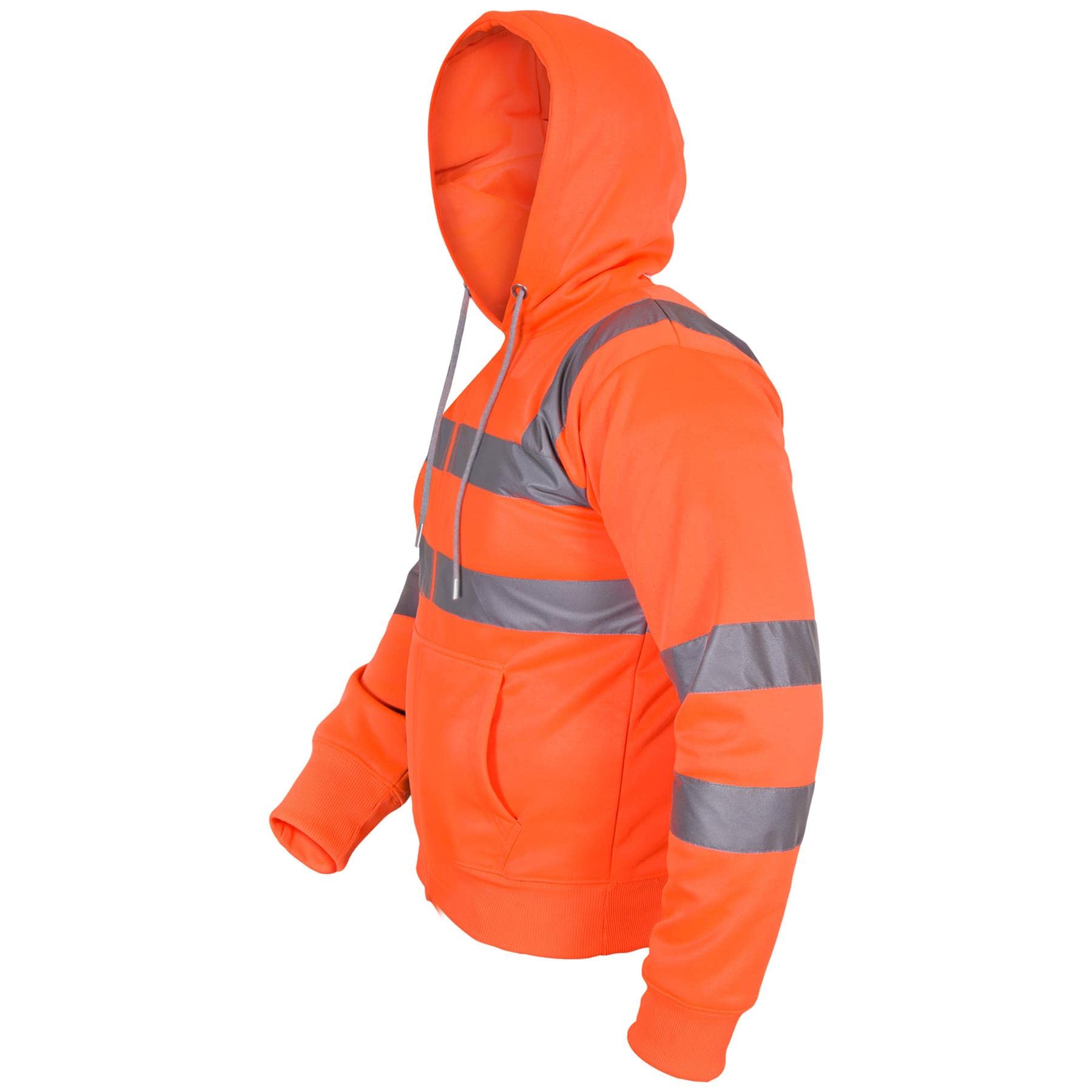 A2Z Haut Visibilité Sûr Travailler Encapuchonné Fermeture Éclair Deux Ton Réfléchissant Ruban Le Pull Sweat-Shirt - Hi Vis Zipper Orange XXL