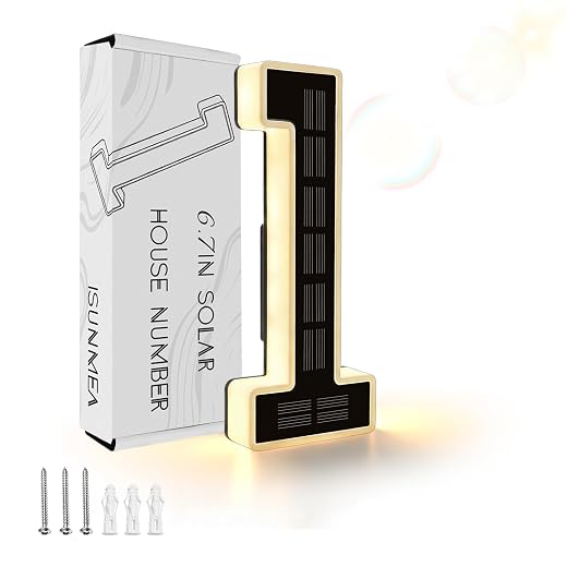 ISUNMEA 6.7 Inch Solar Lighted House Numbers for Outside, LED Backlit Light