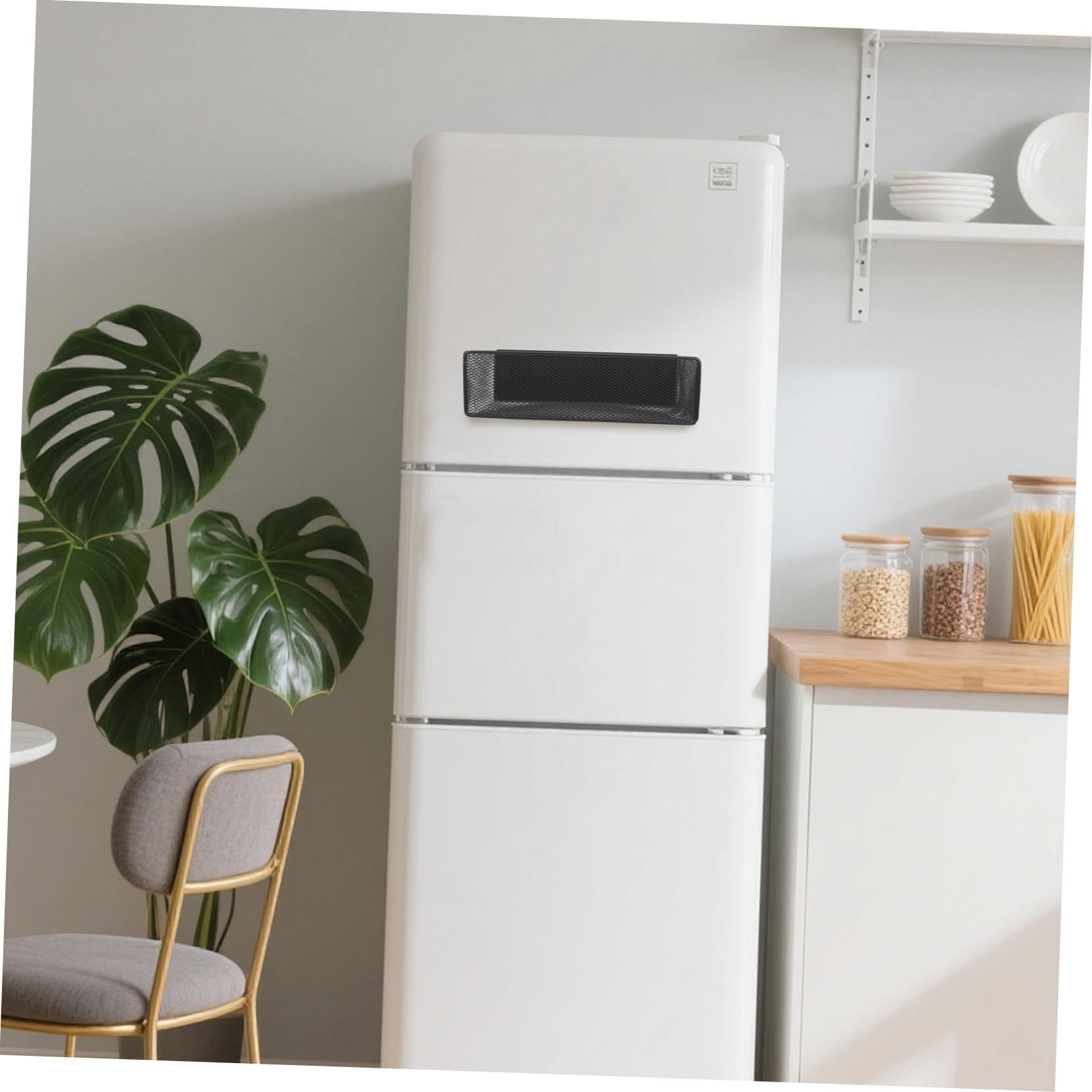 Estante Magnético para Nevera Grande Negro Cesta Lateral de Almacenamiento de Cocina de Hierro Resistente Organizador Magnético para Puerta de Frigorífico Cesta para Especias