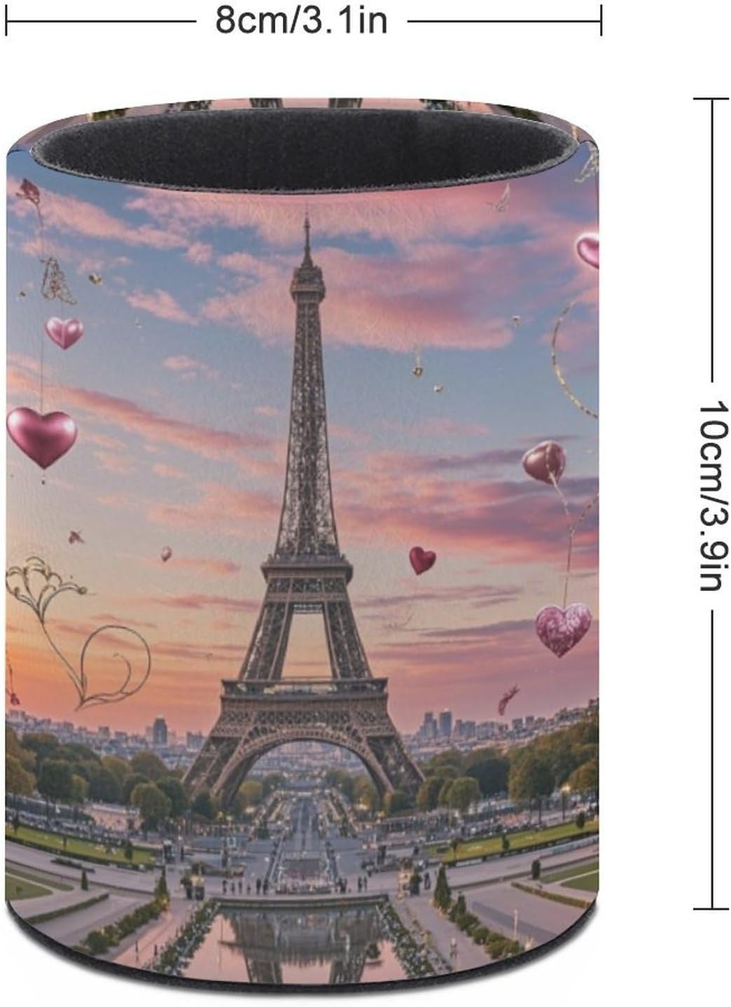 Round Romantic Paris Eiffel Tower Pen Holder for Desk Storage Remote Brush image 2