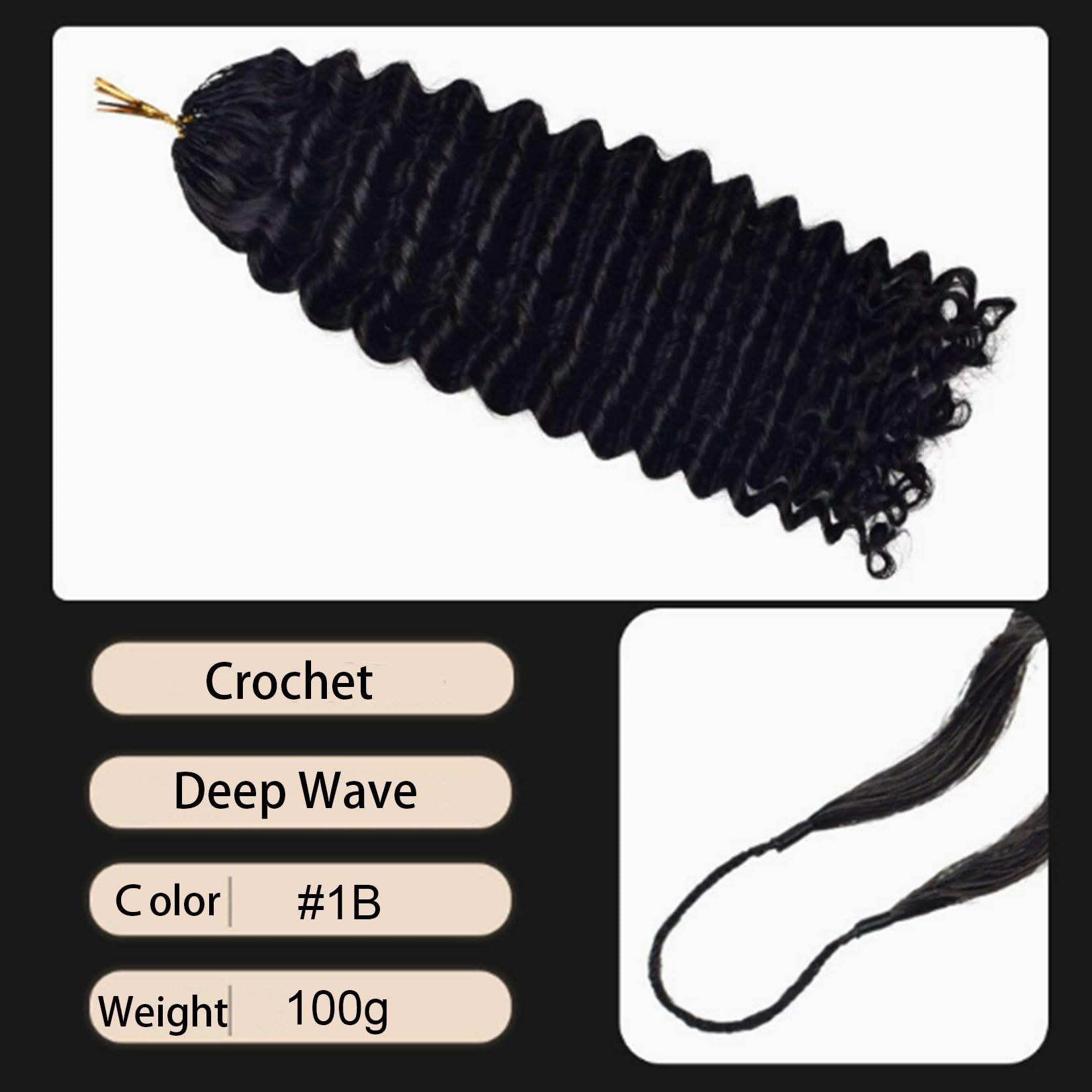 Deep Wave Kinky Curly Feather Crochet Zopf Echthaarverlängerungen Knotless Vorgeeichte Crochet Jungfräuliches Flechthaar Unsichtbare Zöpfe Haarbündel für schwarze Frauen,#1b,16inch