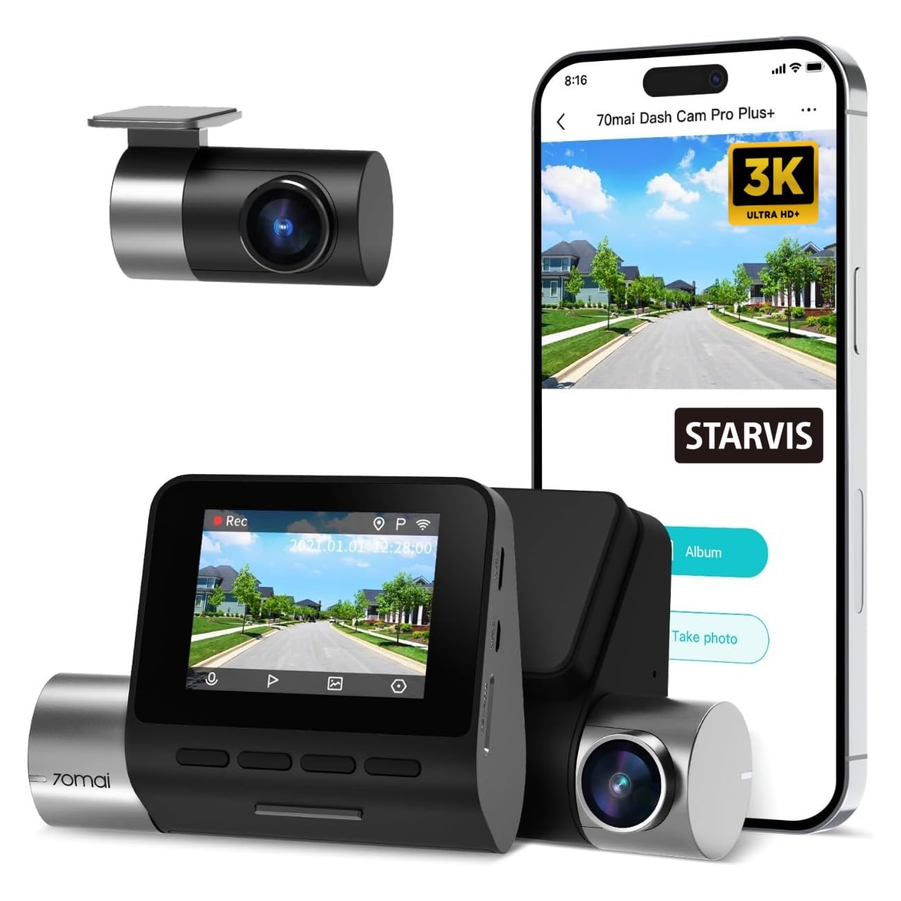 70mai Pro Plus+ A500S (Front+Rear Set) Dual Channel Car Dash Cam, 5MP Sony STAVIS IMX335 Sensor, 3K Front & Full HD Rear, Refined ADAS, Built-in WiFi & GPS Logger, Night Owl Vision, Parking Mode* (B08X2RTJJJ) Amazon Price History, Amazon Price Tracker