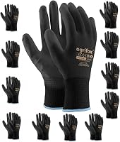 12 Paar PU schwarz beschichtet Nylon Arbeitshandschuhe (Garten Builders) Arbeitshandschuhe