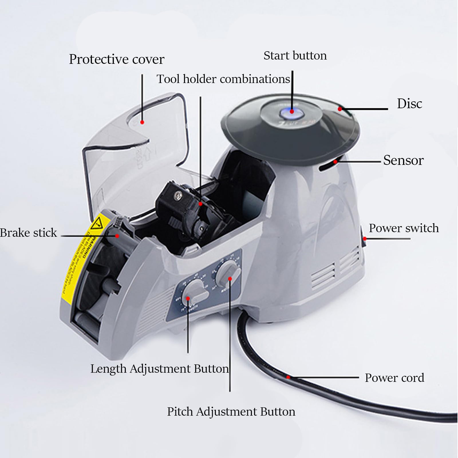 ZbOLi Taglierina per Dispenser Automatico di Nastro, Dispenser elettronico per Nastro a carosello, Macchina per l'imballaggio, Larghezza di Taglio 3-25 mm e Lunghezza di Taglio 15-70 mm, taglierina