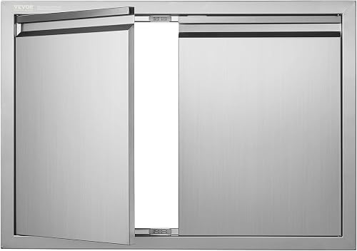 VEVOR BBQ Access Single Outdoor Kitchen Door - 610x432 mm Stainless Steel Flush Mount With Handle and Vents for BBQ Island, Grilling Station, Outside Cabinet - 1