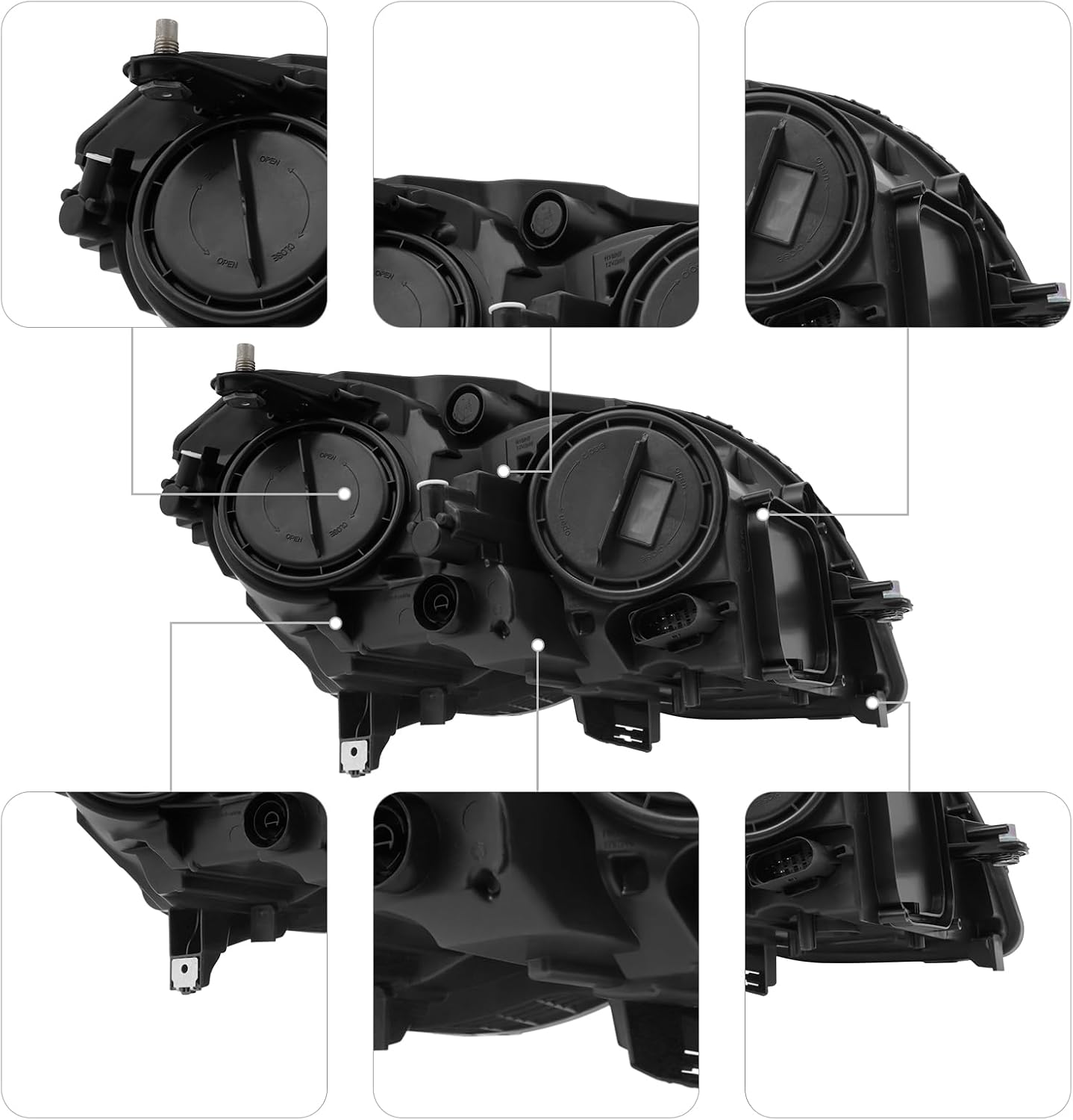 Halogen Headlights Headlamp For 2013-2015 Mercedes Benz GLK350 GLK250, 2048204239 MB2503203; 2048204139 MB2502203, Left Right Side Headlight Assembly Front Head Lights (Left Driver Side)