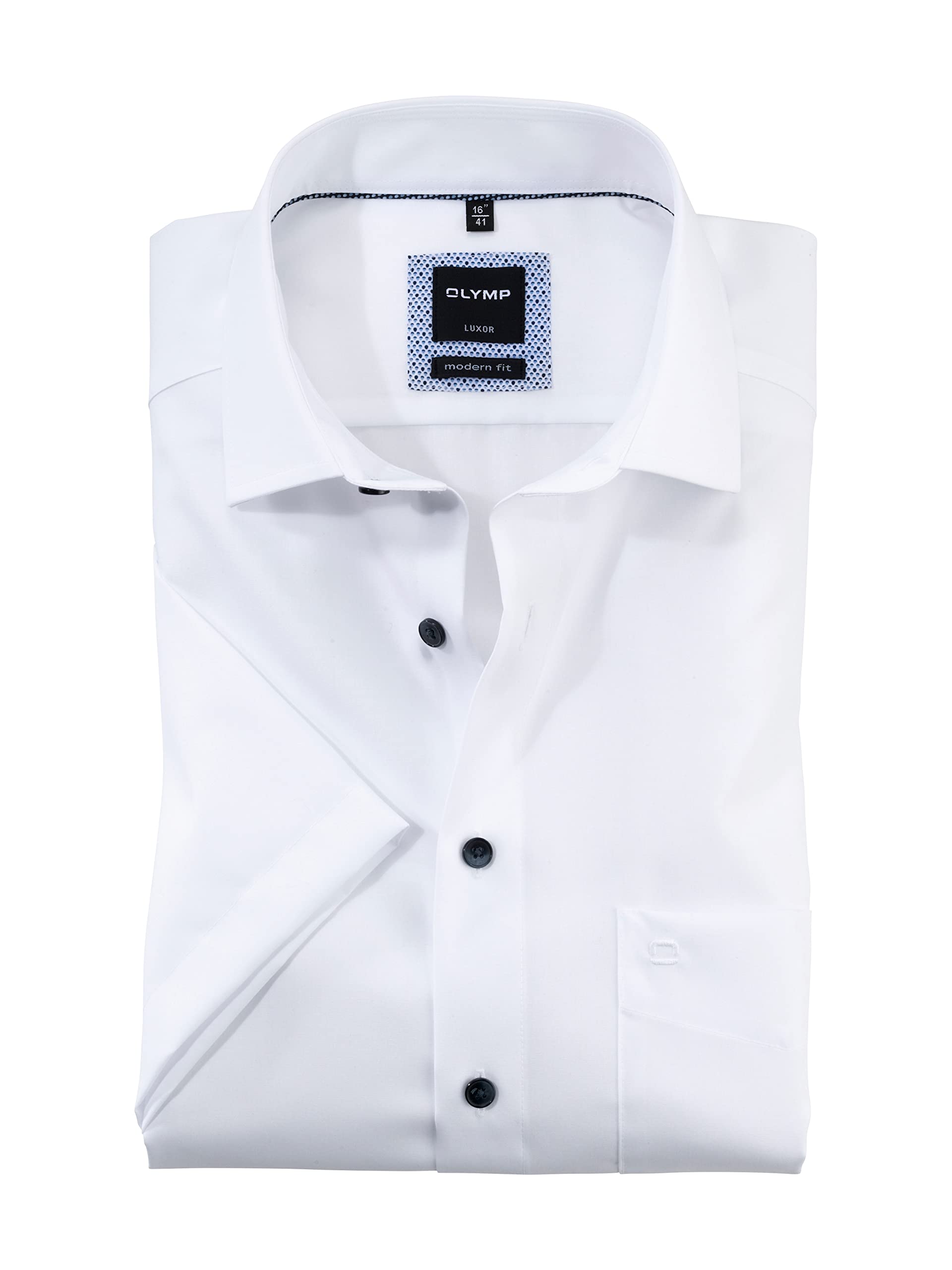 Olymp Men Shirt Long Sleeve Luxor,Plain,Regular Fit,Classic,Weiß 00,43