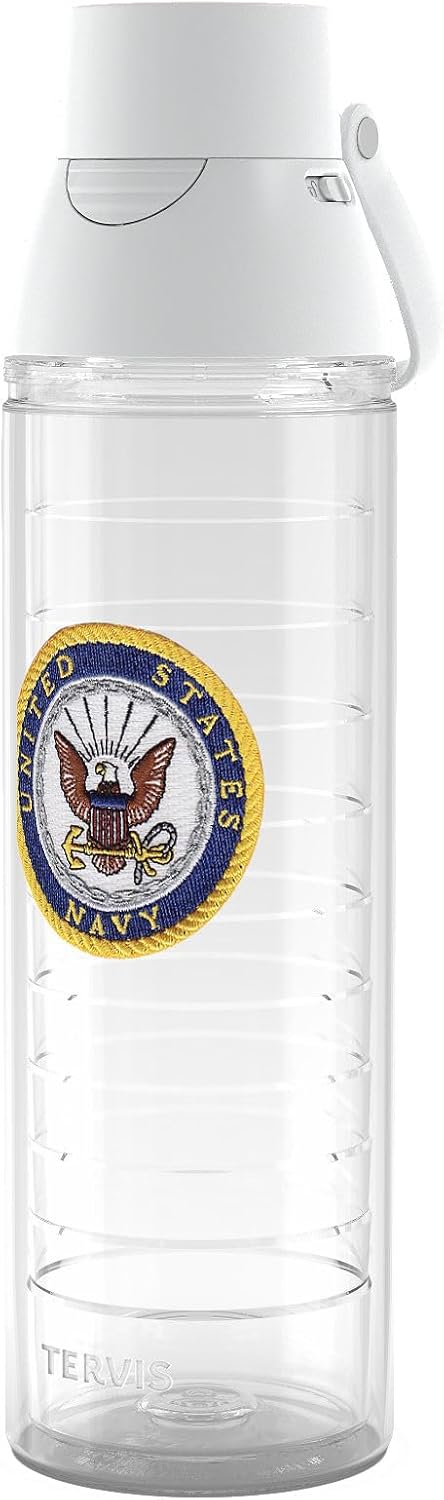 Tervis Venture Lite Navy Logo Made in USA Double Walled Insulated Tumbler Travel Cup Keeps Drinks Cold & Hot, 24oz Water Bottle, Classic