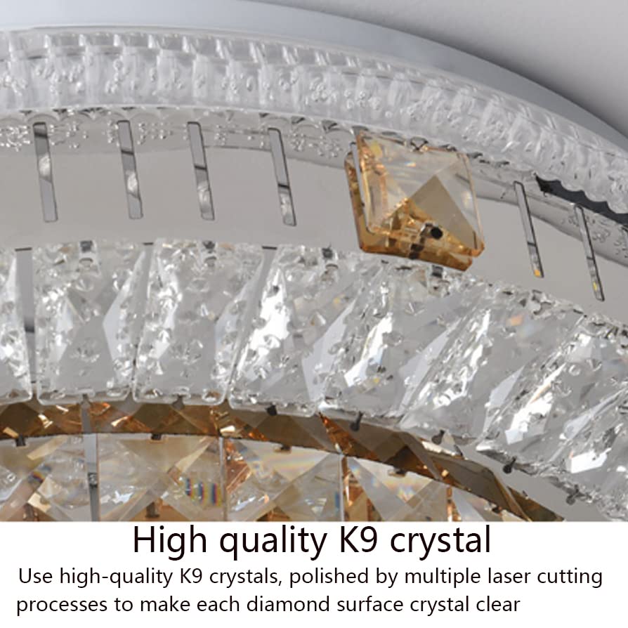 Lustre en cristal LED plafonnier encastré à LED luminosité variable lampe suspendue - 2