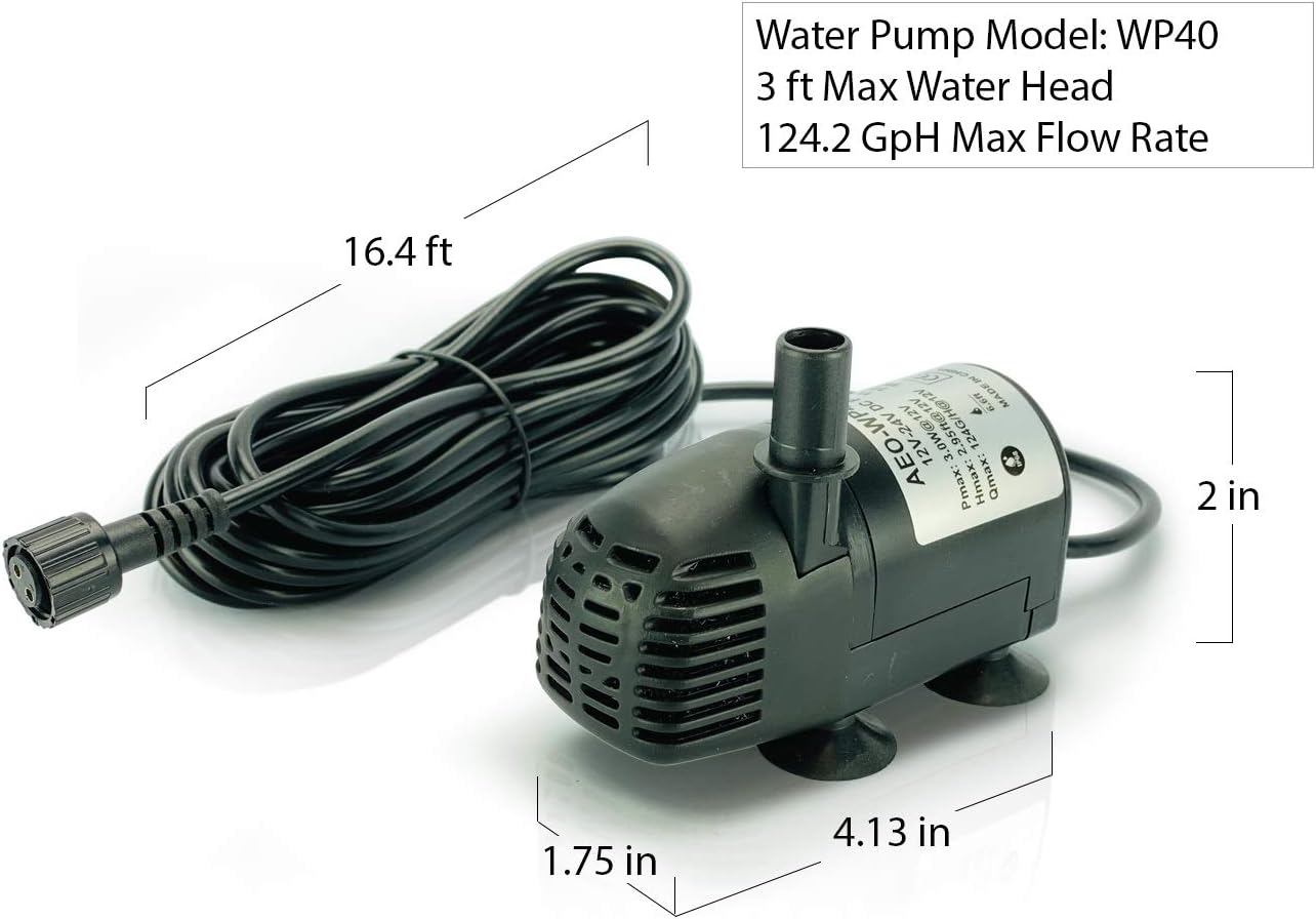 5W Solar Water Pump KIT: DC Brushless Submersible Water Pump 124 GpH with 12V 5W Solar Panel for Birdbath Fountain, Fish Pond, and Garden Water Features (No Backup Battery)