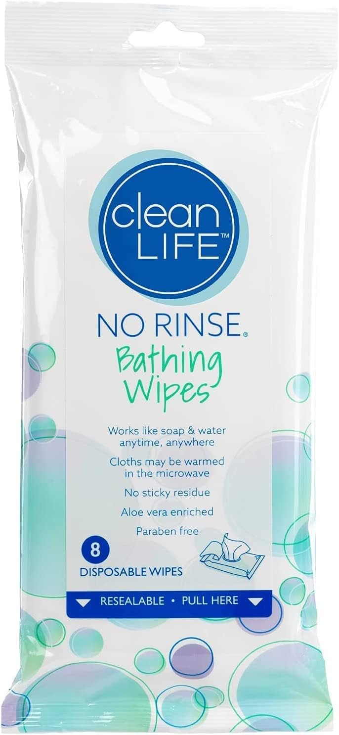 NoRinse Bathing Wipes by Cleanlife Products, Premoistened