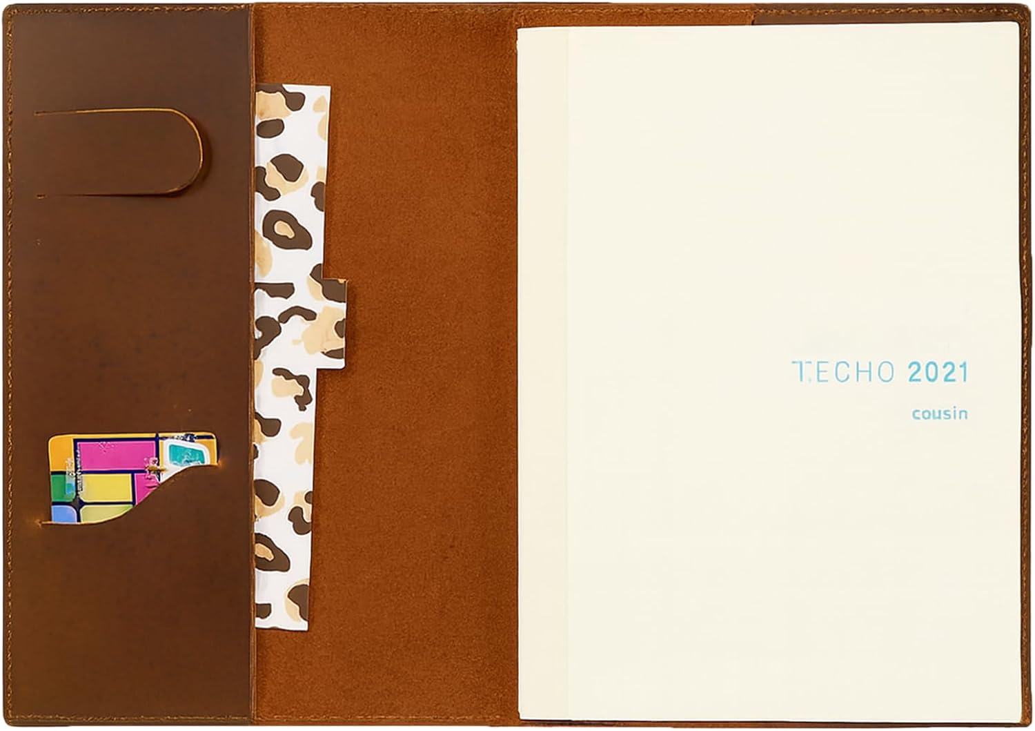 Leather A5 Planner Cover for Hobonichi Cousin, Stalogy, Midori, Wonderland 222 and Zequenz - with Pen Loop (Brown)