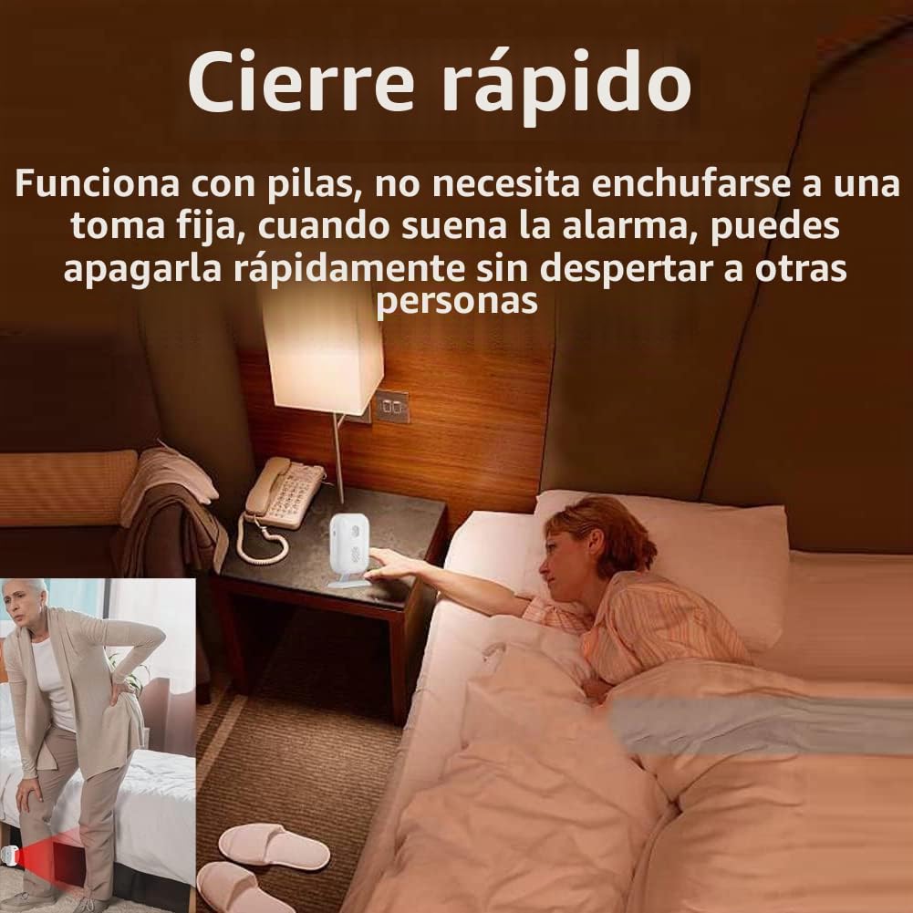 Alarma de Cama Mejorada y Prevención de Caídas para Adultos Mayores, Detector de Movimiento Inalámbrico para Cuidadores de Personas Mayores, Alarma de Sensor de Movimiento para Interiores