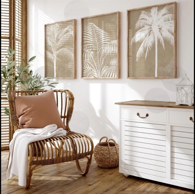 Amazon.com: Abstract Palm Tree Print Set of 3 Prints Wall