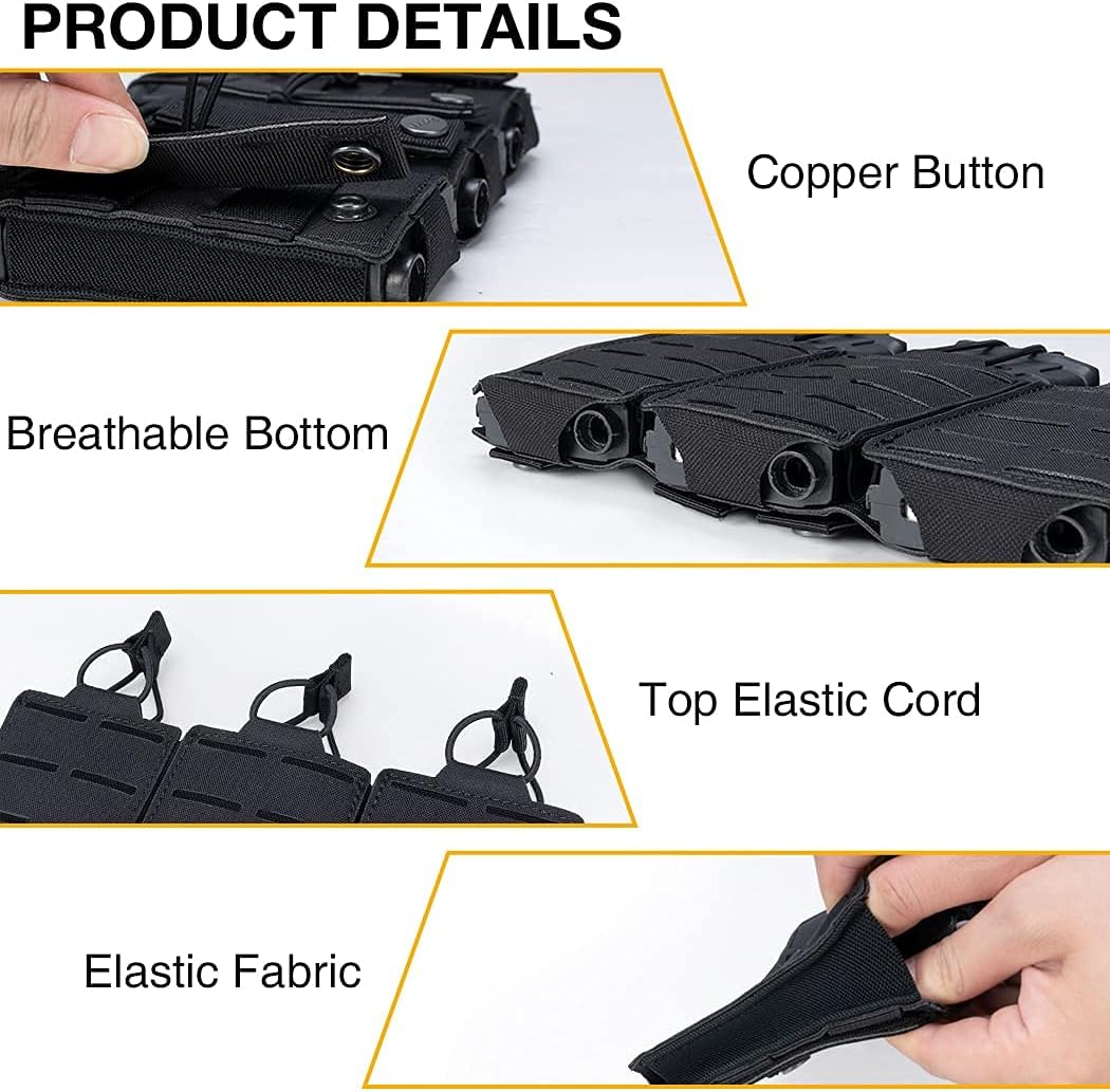 IDOGEAR Tactical Mag Pouch Open-Top Triple Molle Magazine Pouches for M4 M16 AR-15 5.56MM Rifle Magazines