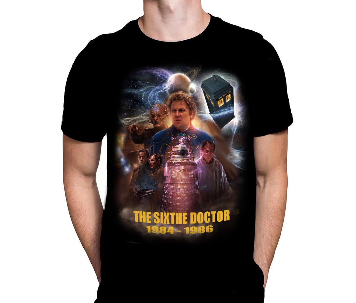 Wild Star Hearts Unisex Black Wsh - The Sixth Doctor - The Time Lord - Fan Merchandise Sci-Fi Men's T-Shirt