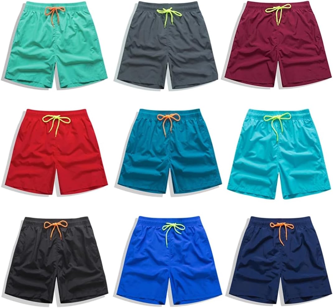 Fnfmrfmr Men Solid Beach Pants Short Running Sportswear Casual Drawstring Pockets Elastic Waist