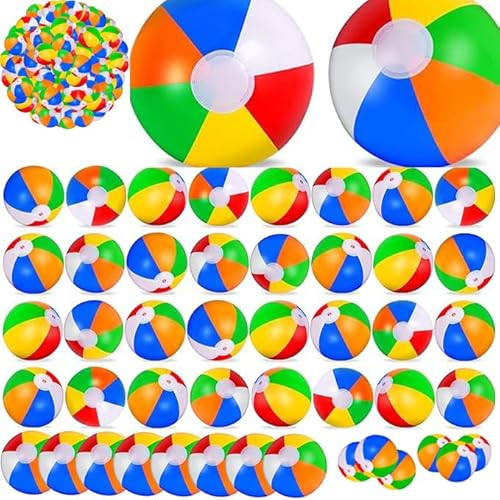 Lot de 20 Ballons de Plage gonflables de 13cm, Grands Ballons de Plage Arc-en-Ciel pour fêtes à la Piscine, Jouets de fête d'été pour Enfants et Adultes, Jouets de Plage, Cadeaux de fête