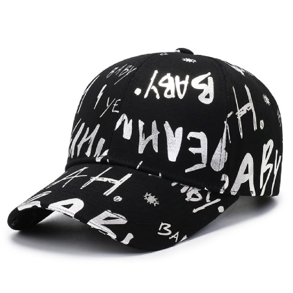 Berretto da Baseball Estivo da Donna Cappellino da Sole con Lettera Graffiti Lucidi Cappello Hip Hop Snapback Regolabile per Ragazze Harajuku
